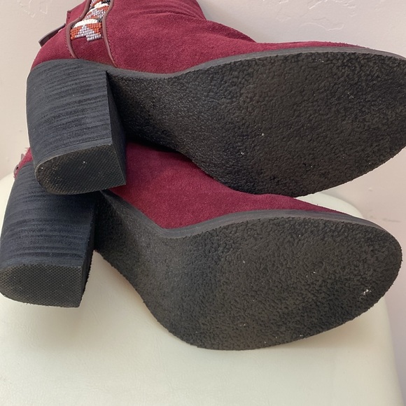 Sbicca Vintage Collection Kolli Beaded Suede Short Boots in Wine - Picture 8 of 8